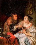 MIERIS, Frans van, the Elder Carousing Couple Sweden oil painting artist